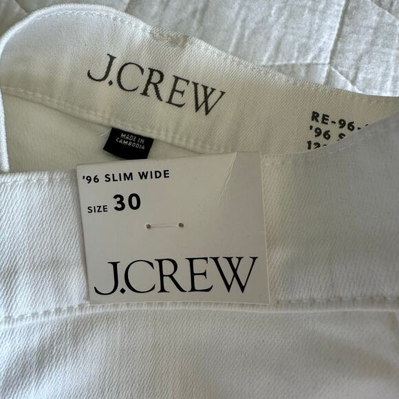 J.Crew Women's Slim Wide-Leg White Jeans High Rise Denim Size 30 New - Picture 8 of 12